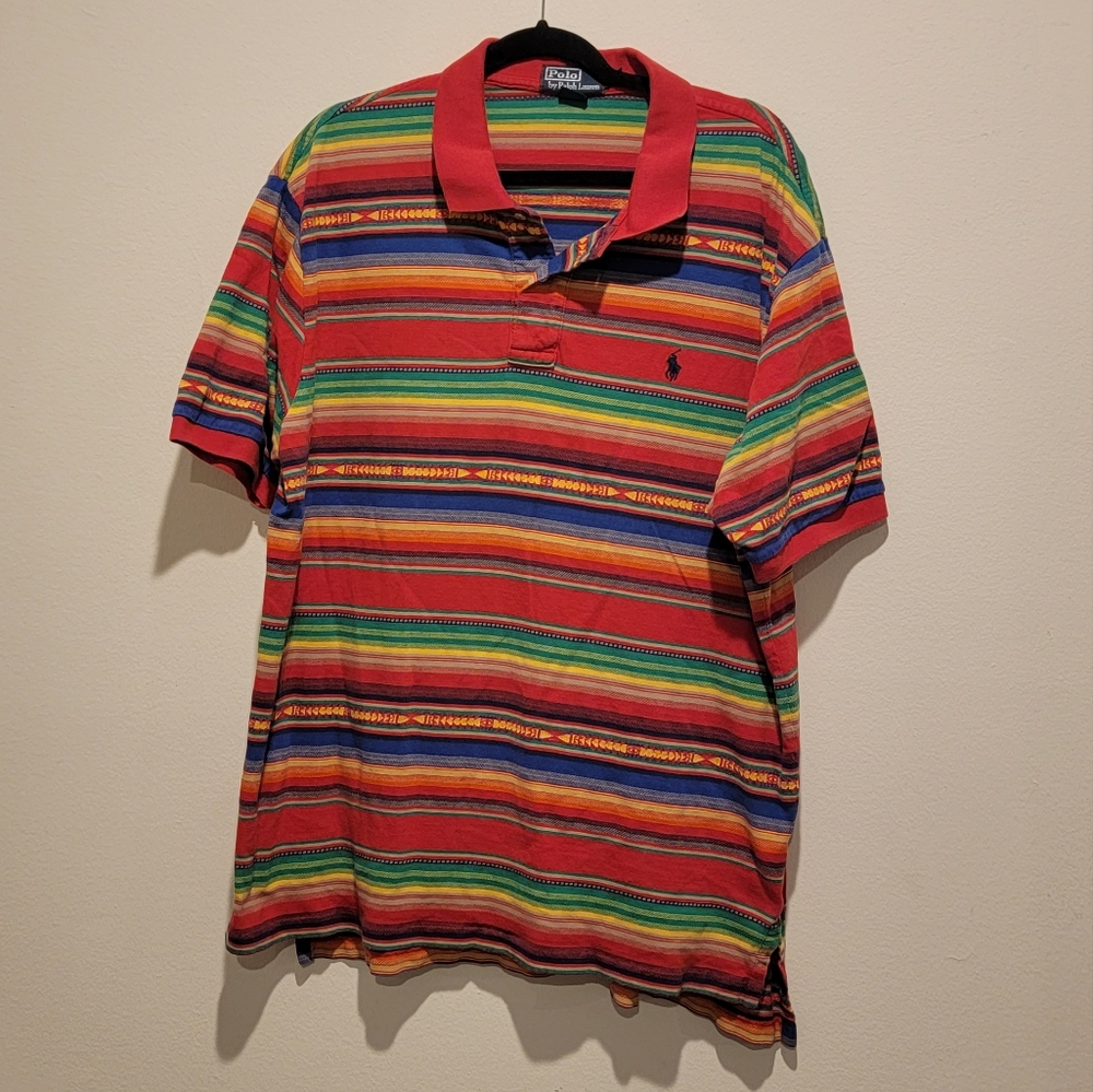 RARE Vintage Polo blue Label Aztec serape XXL polo shirt ralph lauren